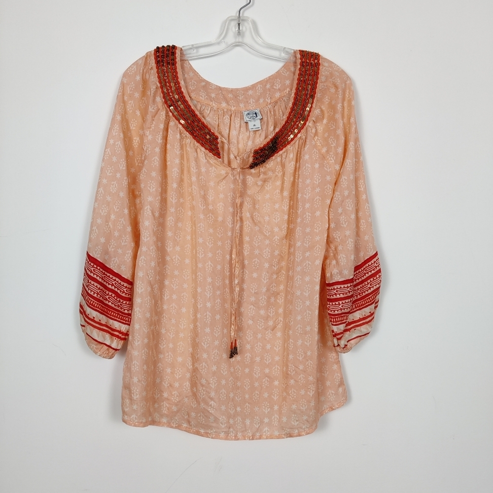Irving & Fine Women's Lightweight Blouse Size XL Hippie Abstract Bohemian Boho